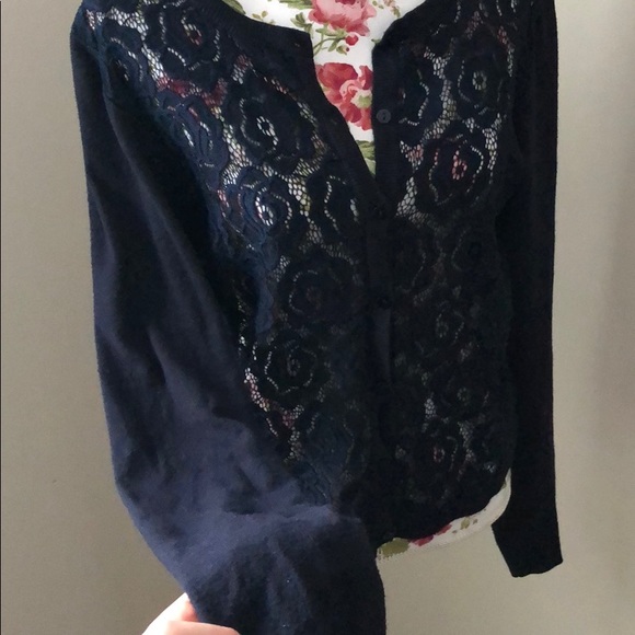 Navy Lace Cardigan - Picture 3 of 4